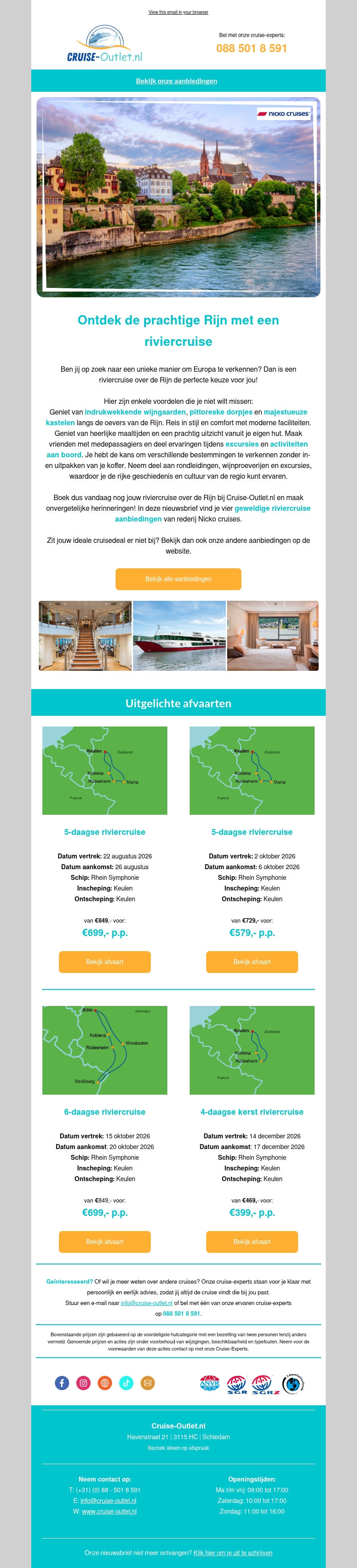 Ontdek de prachtige Rijn met een riviercruise! Ontdek de prachtige Rijn met een riviercruise!