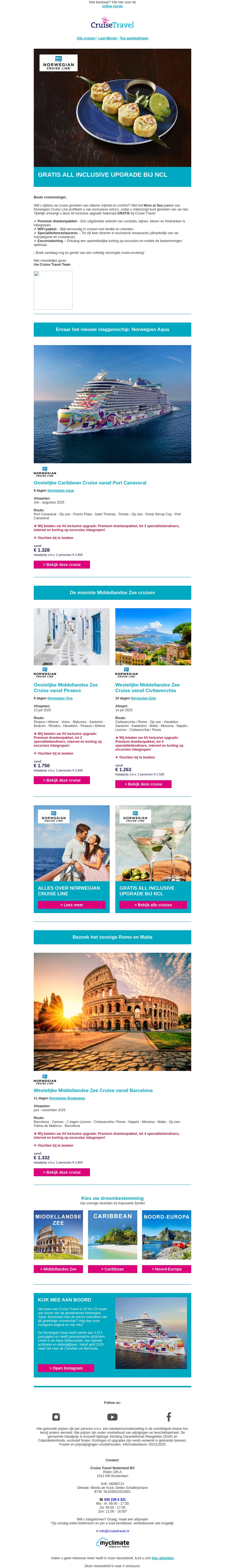 Gratis All Inclusive upgrade bij NCL Gratis All Inclusive upgrade bij NCL