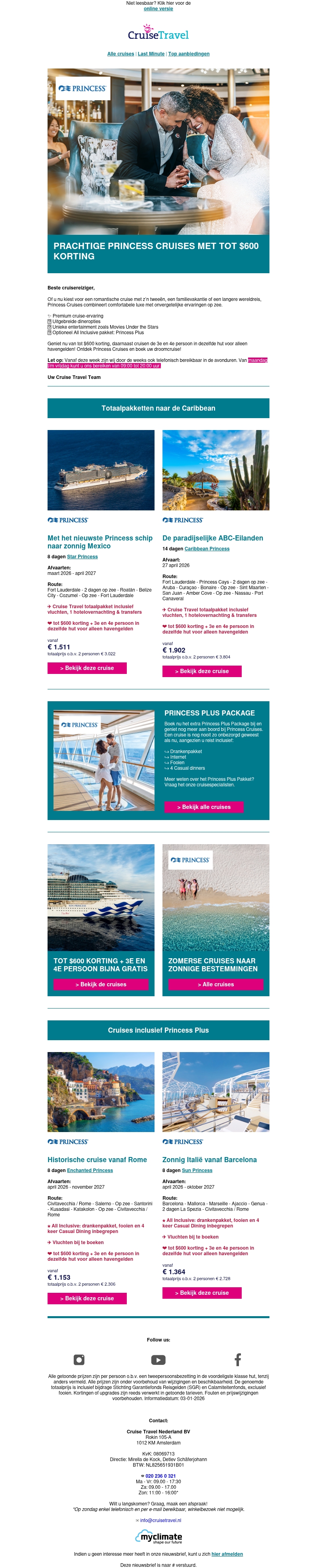 Prachtige Princess Cruises met tot $600 korting Prachtige Princess Cruises met tot $600 korting