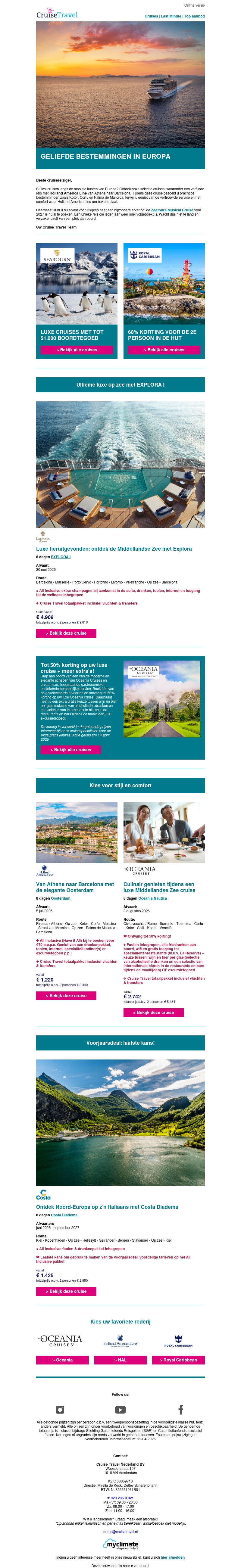 Cruises langs de meest geliefde bestemmingen van Europa Cruises langs de meest geliefde bestemmingen van Europa