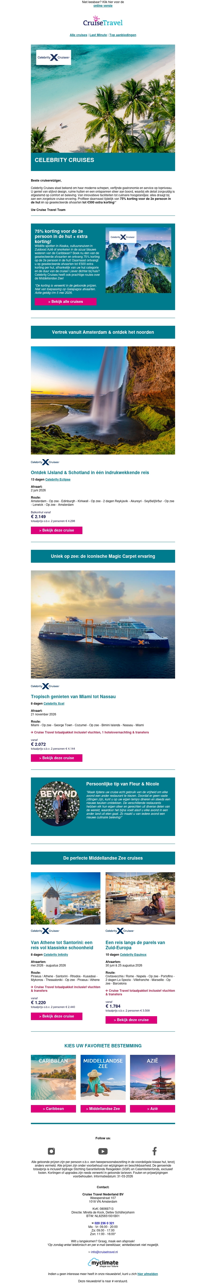 Mis het niet: Celebrity Cruises met 75% korting voor de 2e persoon + meer voordeel ⚡ Mis het niet: Celebrity Cruises met 75% korting voor de 2e persoon + meer voordeel ⚡
