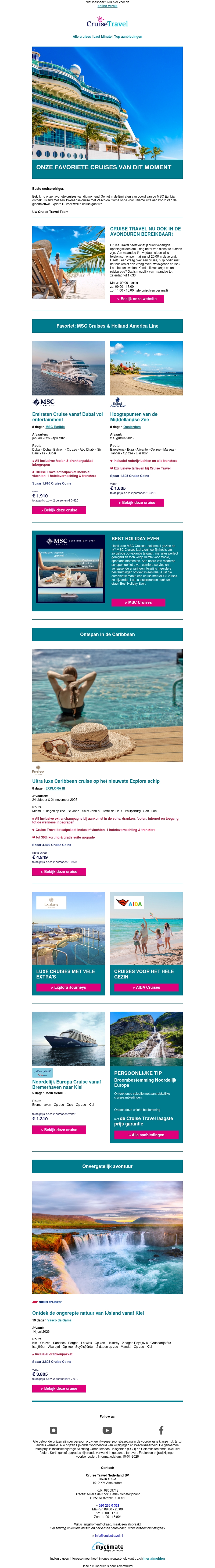 Onze favoriete cruises van dit moment Onze favoriete cruises van dit moment