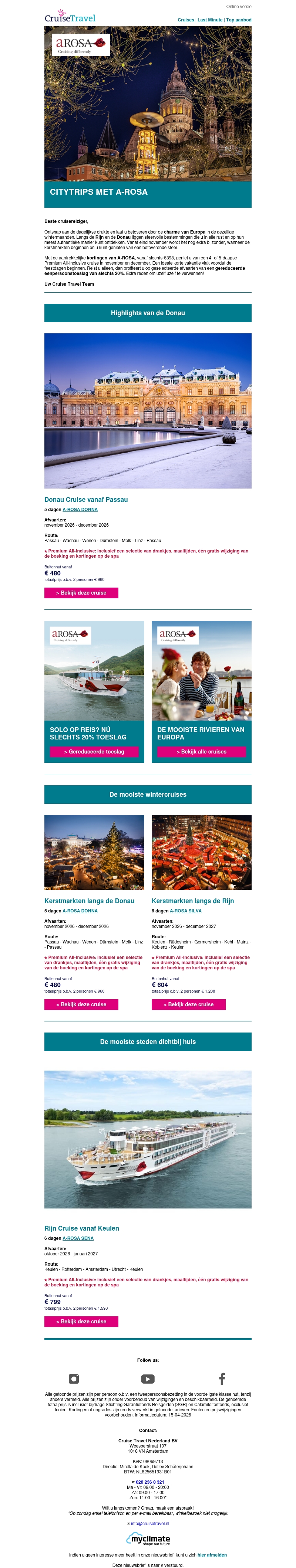 Eindejaars citytrips met A-ROSA River Cruises Eindejaars citytrips met A-ROSA River Cruises