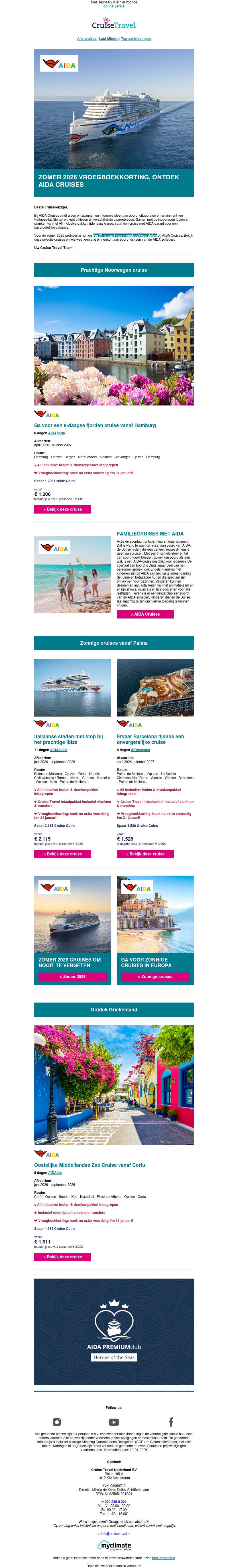 Zomer 2026 vroegboekkorting, ontdek AIDA Cruises! Zomer 2026 vroegboekkorting, ontdek AIDA Cruises!