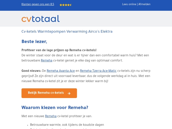Ontdek de lage prijzen op Remeha cv-ketels!