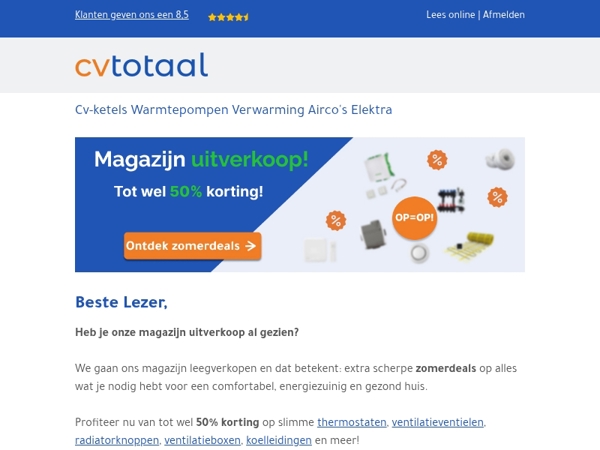 Magazijn uitverkoop: Tot wel 50% korting!