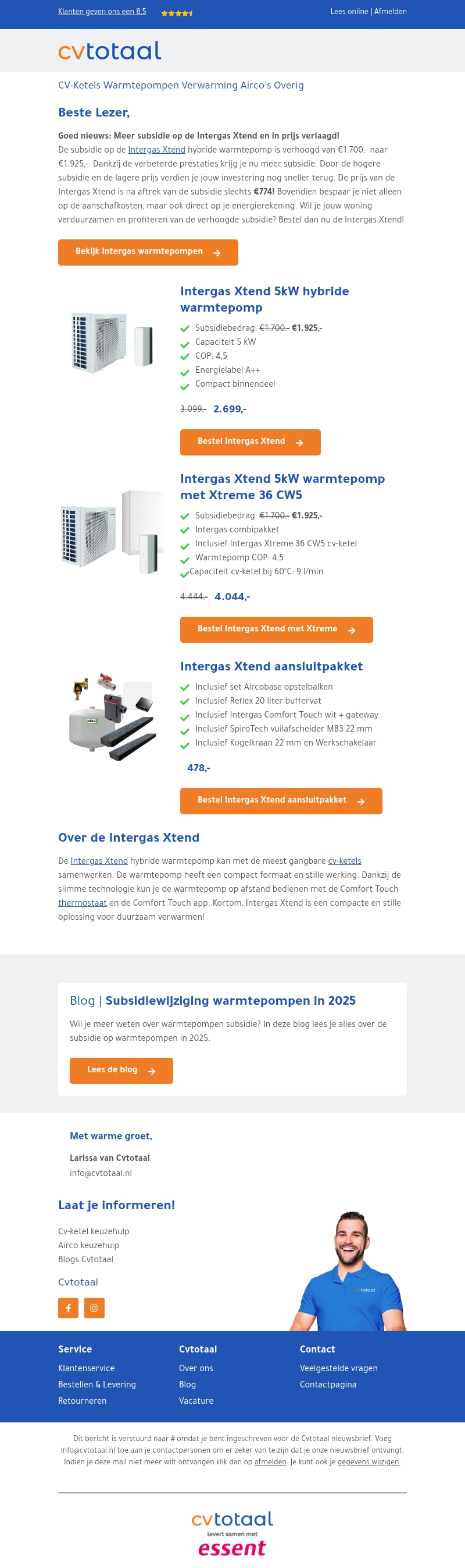 Hogere subsidie op de Intergas Xtend! Hogere subsidie op de Intergas Xtend!