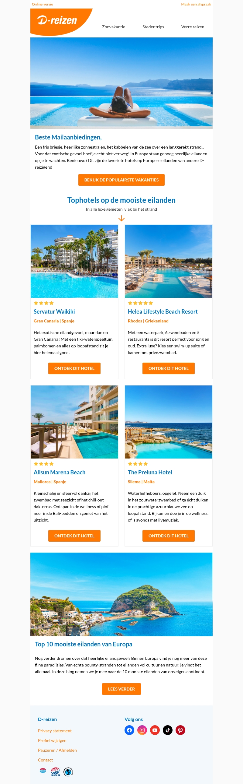 ποΈ 4 tophotels op de mooiste vakantie-eilanden van Europa ποΈ 4 tophotels op de mooiste vakantie-eilanden van Europa