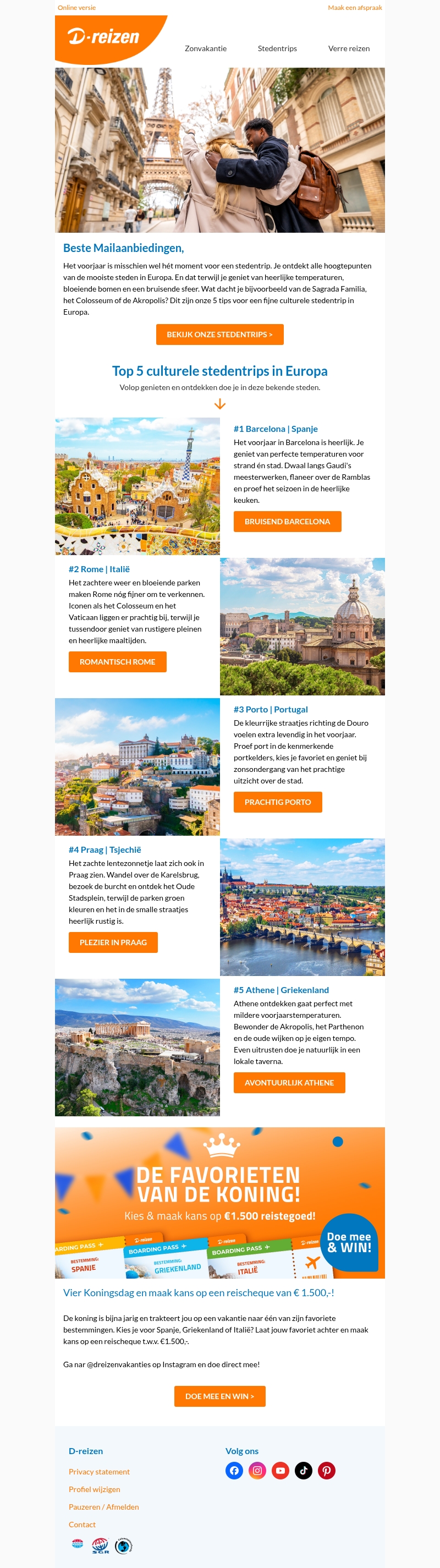Zin in een culturele stedentrip in Europa? Zin in een culturele stedentrip in Europa?