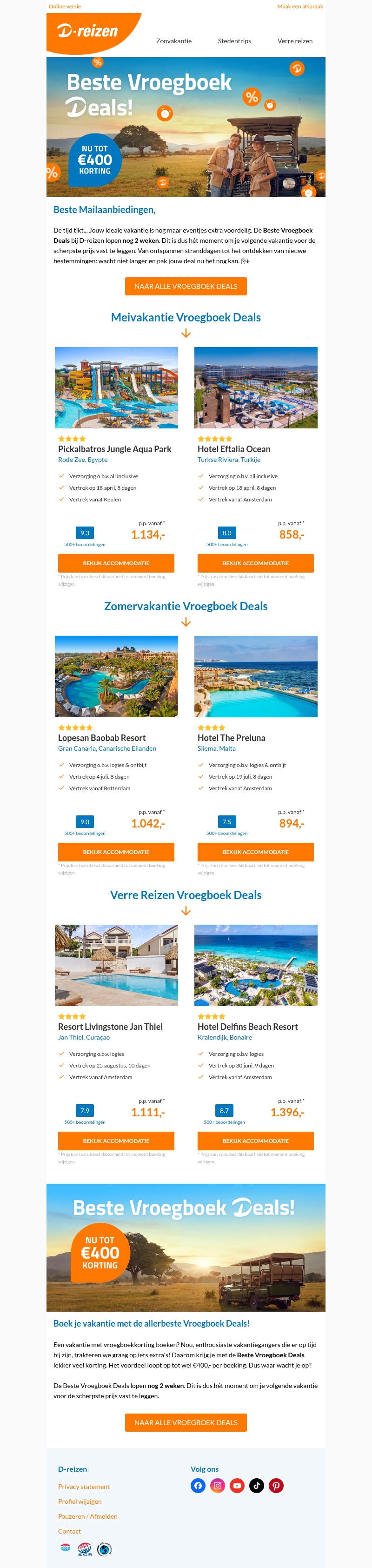 ⏰ Laatste kans op de Beste Vroegboek Deals, nog 2 weken! ⏰ Laatste kans op de Beste Vroegboek Deals, nog 2 weken!