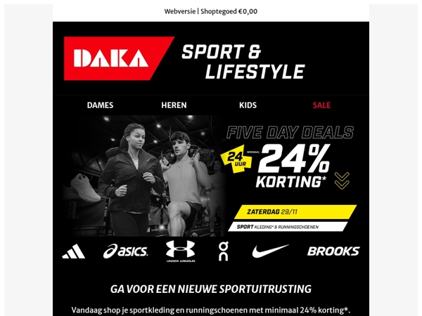 24% korting op sportkleding en hardloopschoenen | Five Day Deals