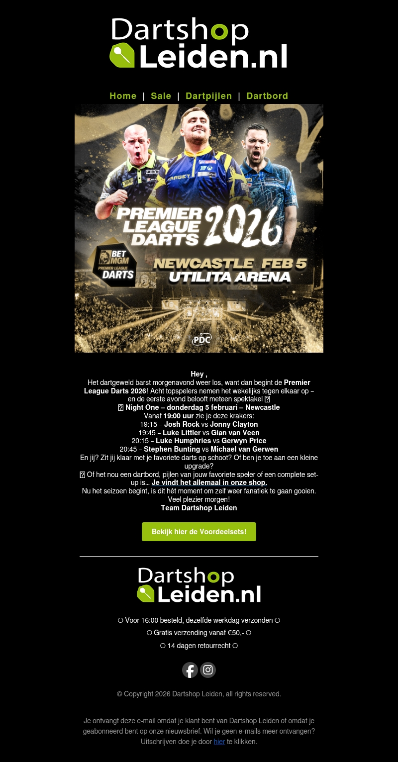 Morgen barst het los – Premier League Darts 2026! Morgen barst het los – Premier League Darts 2026!