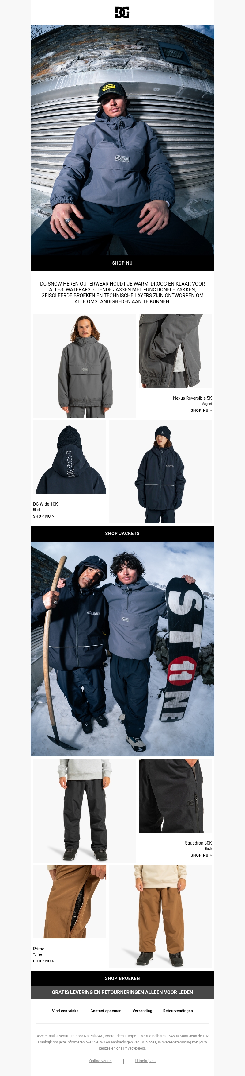 DC Snow Heren collectie: performance outerwear DC Snow Heren collectie: performance outerwear