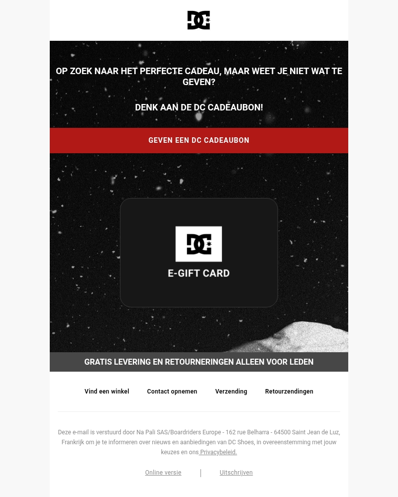 🎅 Geef een DC Shoes cadeaubon en maak gegarandeerd blij 🎅 Geef een DC Shoes cadeaubon en maak gegarandeerd blij