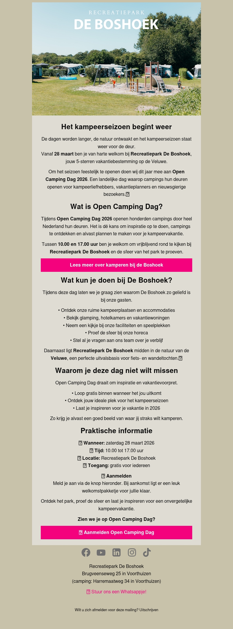 ๐ฟ Het kampeerseizoen start weer | Kom naar Open Camping Dag bij De Boshoek ๐ฟ Het kampeerseizoen start weer | Kom naar Open Camping Dag bij De Boshoek