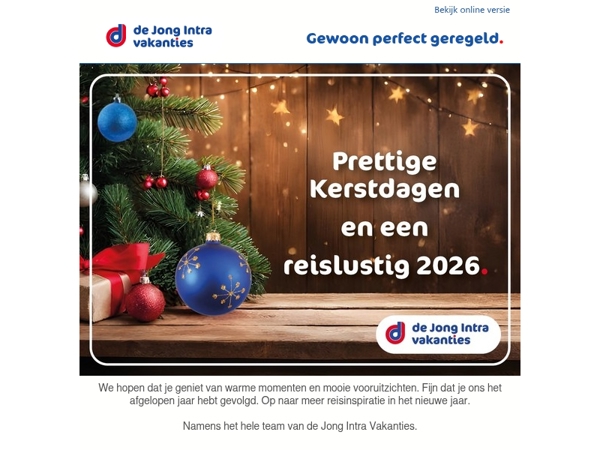 🎄 Een kerstgroet van de Jong Intra Vakanties 🌟 