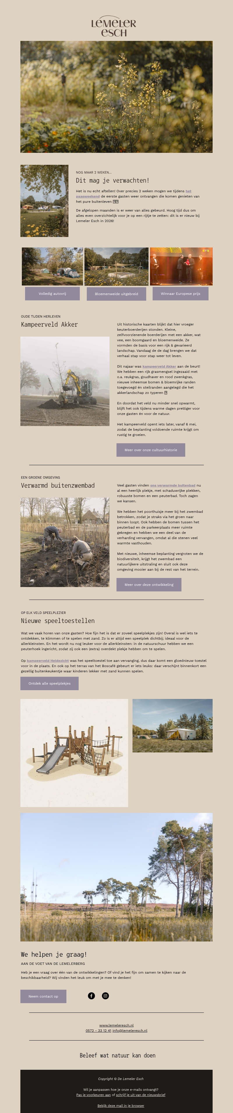 Nieuw in 2026 bij Lemeler Esch 🌼🏕️ Nieuw in 2026 bij Lemeler Esch 🌼🏕️