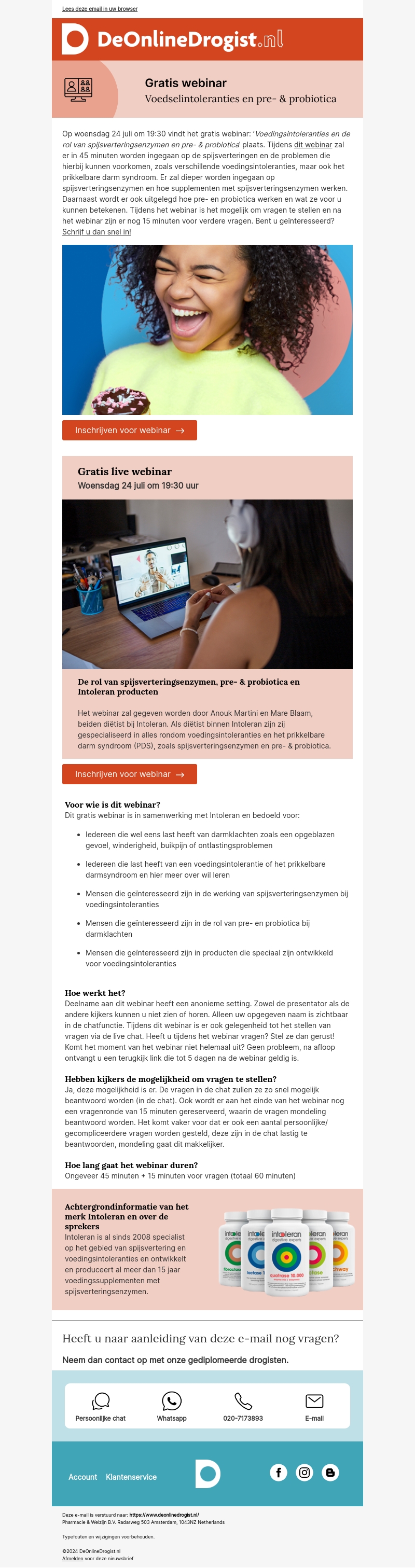 Meld u aan voor het gratis webinar over voedselintoleranties Meld u aan voor het gratis webinar over voedselintoleranties