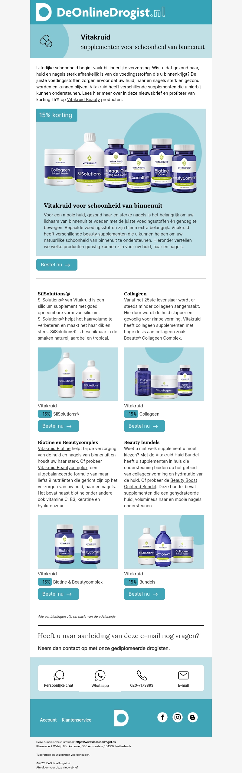 Voed uw huid, haar en nagels met Vitakruid Voed uw huid, haar en nagels met Vitakruid