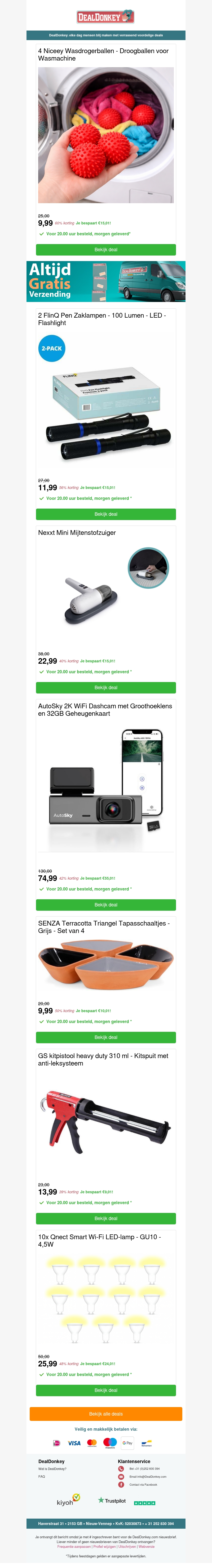 Niceey Wasdrogerballen - Mini Mijtenstofzuiger - Dashcam - Kitpistool - GU10 lampen Niceey Wasdrogerballen - Mini Mijtenstofzuiger - Dashcam - Kitpistool - GU10 lampen