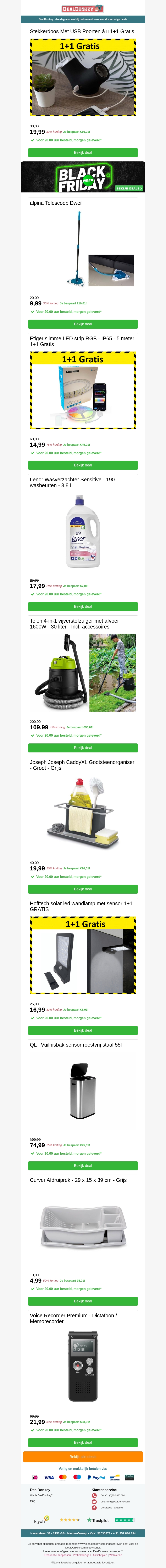 1+1 Gratis Stekkerdoos - Slimme LED Strip - Wasverzachter - Vijverstofzuiger - Vuilnisbak 1+1 Gratis Stekkerdoos - Slimme LED Strip - Wasverzachter - Vijverstofzuiger - Vuilnisbak