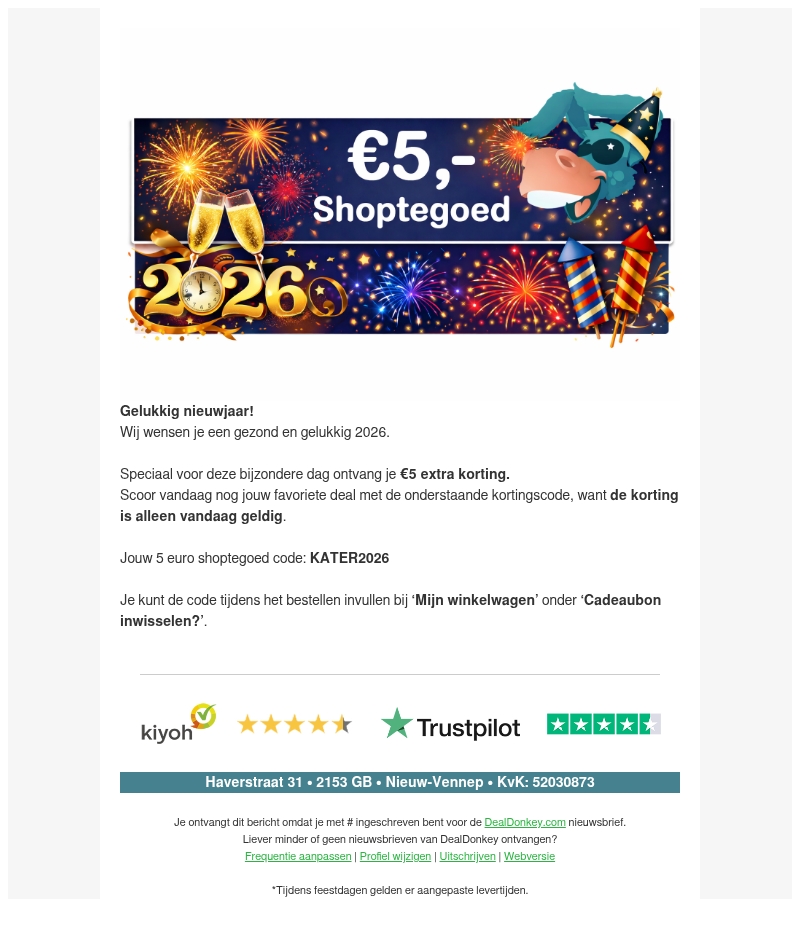 Gelukkig Nieuwjaar - 5 Euro Shoptegoed Cadeau Gelukkig Nieuwjaar - 5 Euro Shoptegoed Cadeau