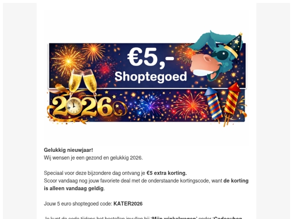 Gelukkig Nieuwjaar - 5 Euro Shoptegoed Cadeau
