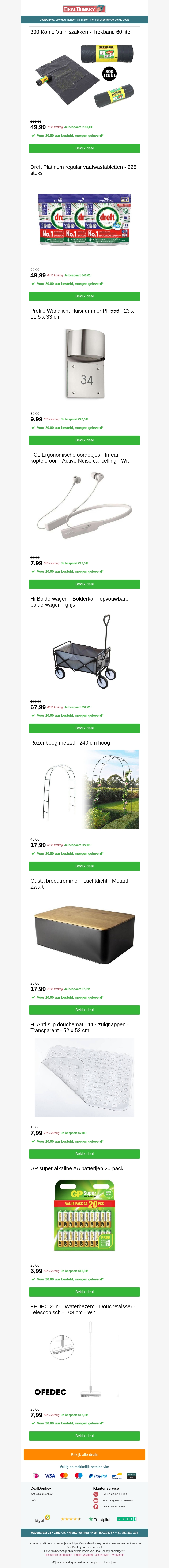 300 Komo Vuilniszakken - Koptelefoon - Bolderwagen - Rozenboog - Broodtrommel - Waterbezem 300 Komo Vuilniszakken - Koptelefoon - Bolderwagen - Rozenboog - Broodtrommel - Waterbezem