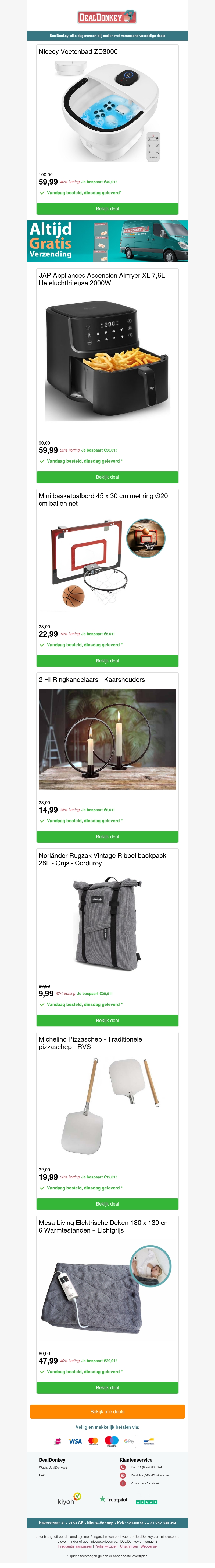 Niceey Voetenbad - Kaarshouders - Rugzak - Pizzaschep - Elektrische Deke Niceey Voetenbad - Kaarshouders - Rugzak - Pizzaschep - Elektrische Deke