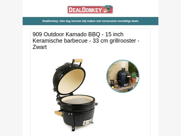 Kamado BBQ - 15 inch - Broodtrommel - Afdekzeil - Plantentrolley - Hoofdlamp - Schuurmachine
