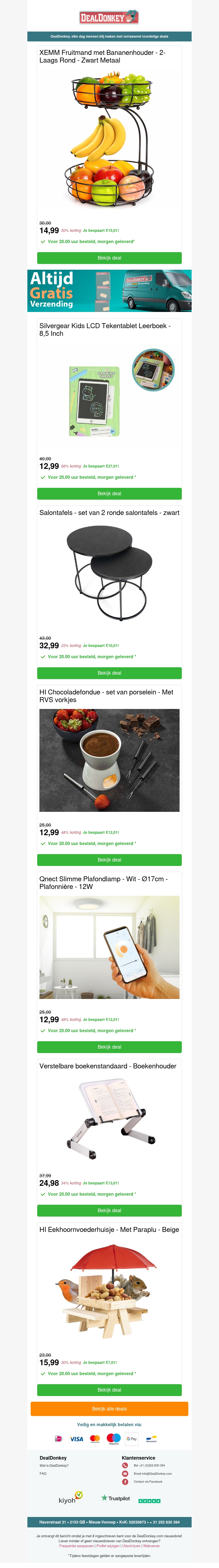 Fruitschaal met Banaanhouder - Salontafels - Chocoladefondue - Slimme Plafondlamp - Boekenstandaard Fruitschaal met Banaanhouder - Salontafels - Chocoladefondue - Slimme Plafondlamp - Boekenstandaard