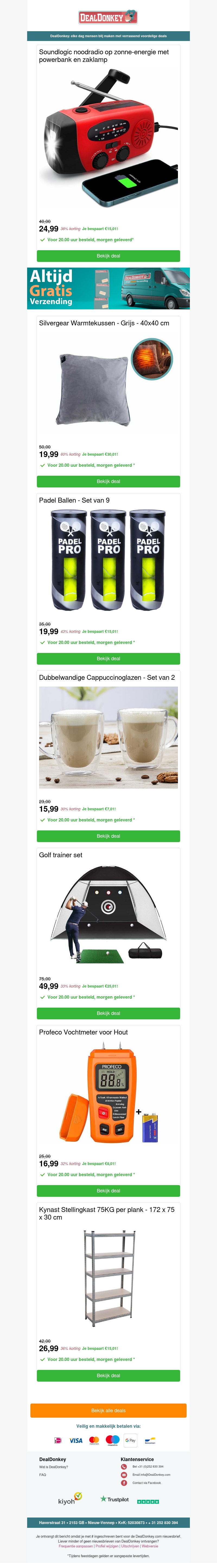 Noodradio - Golf Trainer Set - Stellingkast - Vochtmeter - Padel Ballen Noodradio - Golf Trainer Set - Stellingkast - Vochtmeter - Padel Ballen
