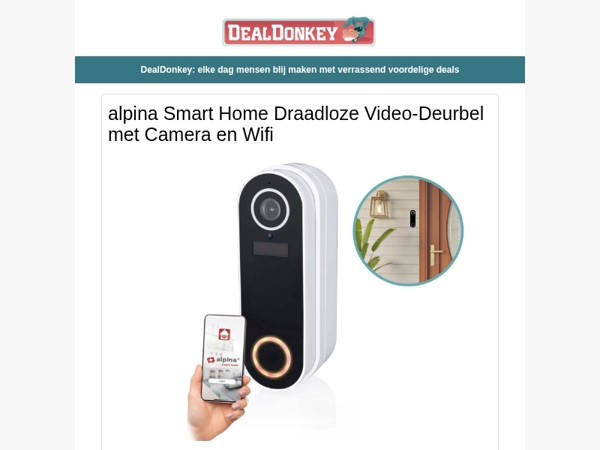 alpina Smart Home Draadloze Deurbel met Camera - Radiatorborstel - Eierpan - Peppa Pig knuffels - Thermobekers