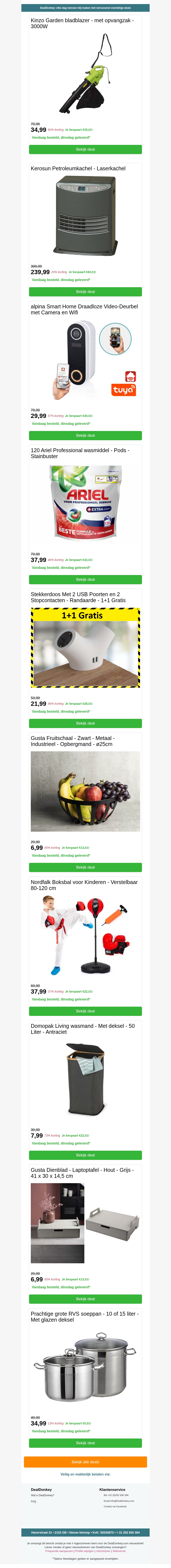 Kinzo Bladblazer - Kerosun Petroleumkachel - Alpina Videodeurbel - Ariel Pods - Fruitschaal Kinzo Bladblazer - Kerosun Petroleumkachel - Alpina Videodeurbel - Ariel Pods - Fruitschaal