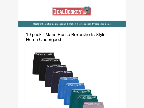10 Mario Russo Boxershorts - Slagmoersleutel - Rowenta Kledingstomer - Radiatorborstel - Zaklamp