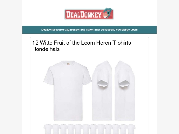 12 Witte Fruit of the Loom Heren T-shirts - Sony Wekkerradio - Handstofzuiger - Ladder - Steekwagen