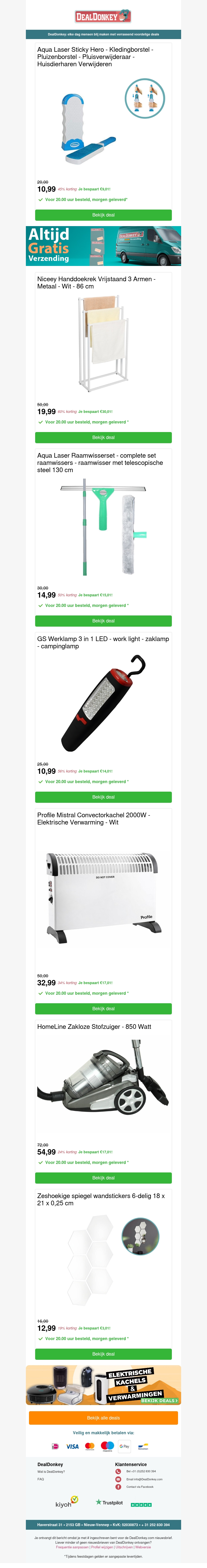Pluizenborstel - Raamwisserset - Werklamp - Convectorkachel - Stofzuiger Pluizenborstel - Raamwisserset - Werklamp - Convectorkachel - Stofzuiger