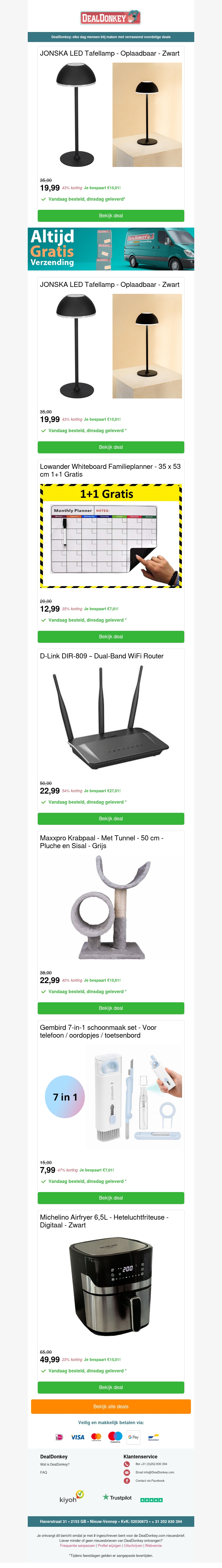 Dunlop Druppellader - D-link Router - Krabpaal - Airfryer - Whiteboard Planner Dunlop Druppellader - D-link Router - Krabpaal - Airfryer - Whiteboard Planner