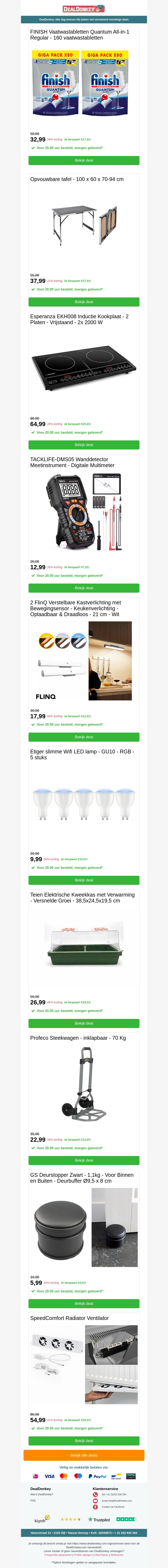 Finish Vaatwastabletten - Inductie Kookplaat - Kastverlichting - Steekwagen - Radiator Ventilator Finish Vaatwastabletten - Inductie Kookplaat - Kastverlichting - Steekwagen - Radiator Ventilator