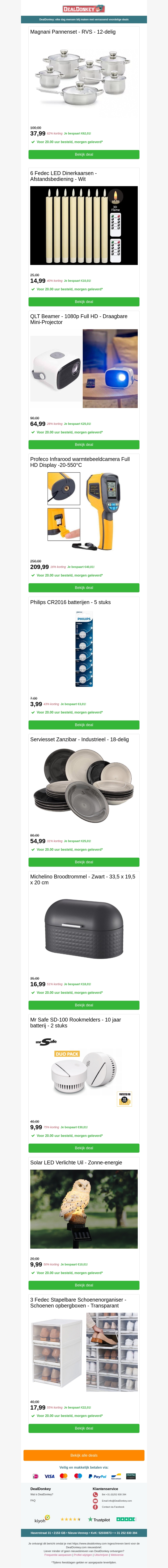 Magnani 6-delig Pannenset - Beamer - Warmtebeeldcamera - Serviesset - CR2016 Batterijen Magnani 6-delig Pannenset - Beamer - Warmtebeeldcamera - Serviesset - CR2016 Batterijen