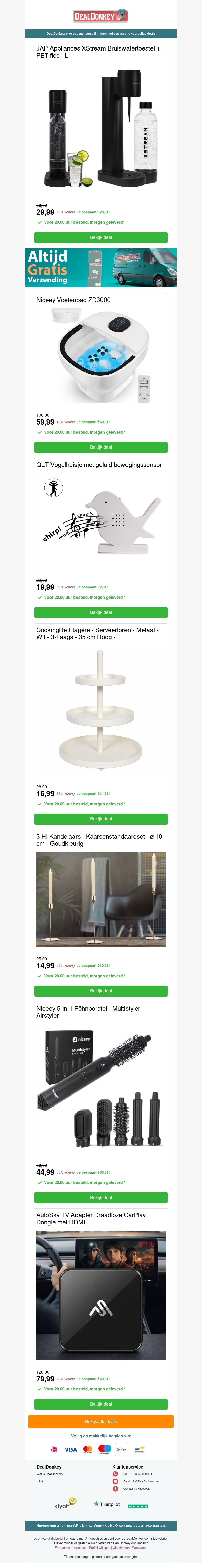 XStream Bruiswatertoestel - QLT Vogelhuisje met geluid - Kandelaar - Fohn - Serveertoren - AutoSky TV adapter XStream Bruiswatertoestel - QLT Vogelhuisje met geluid - Kandelaar - Fohn - Serveertoren - AutoSky TV adapter