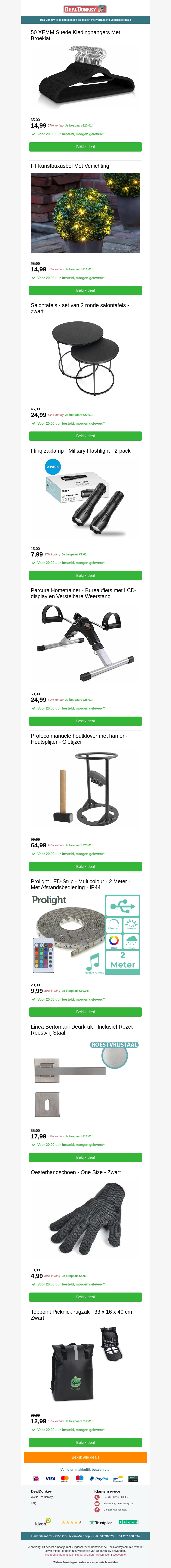 50 XEMM Kledinghangers - Salontafels - Hometrainer - Houtklover - Deurkruk - Oesterhandschoen 50 XEMM Kledinghangers - Salontafels - Hometrainer - Houtklover - Deurkruk - Oesterhandschoen