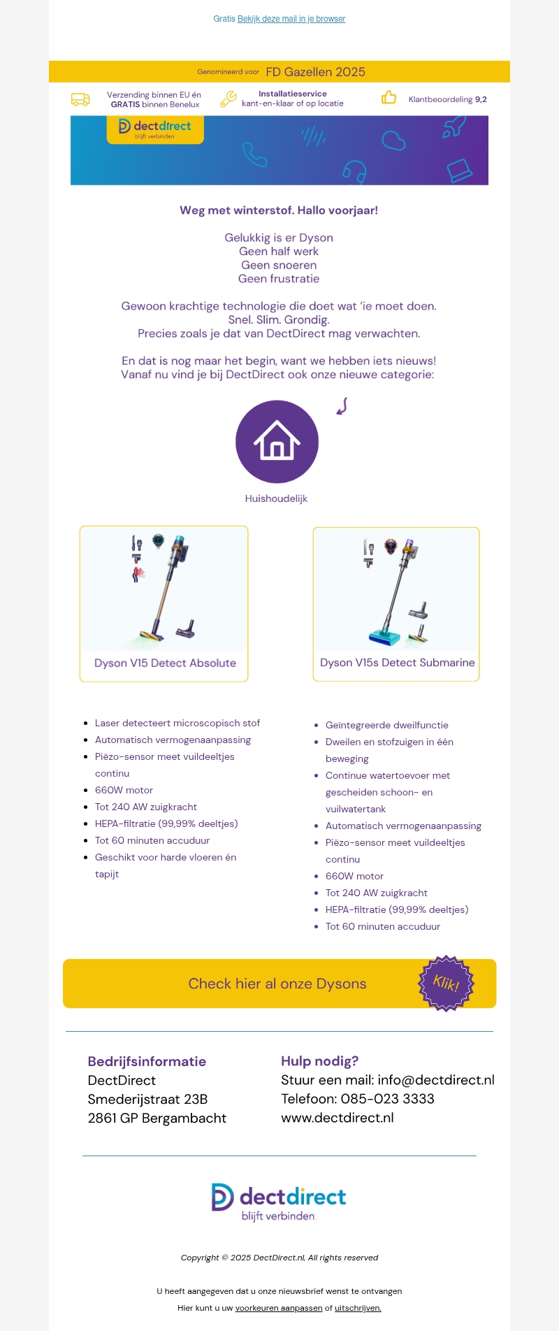 Dyson voorjaarsschoonmaak begint bij DectDirect Dyson voorjaarsschoonmaak begint bij DectDirect