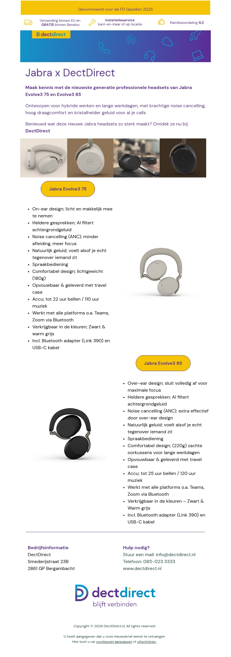 Jabra Evolve3 nu bij DectDirect Jabra Evolve3 nu bij DectDirect