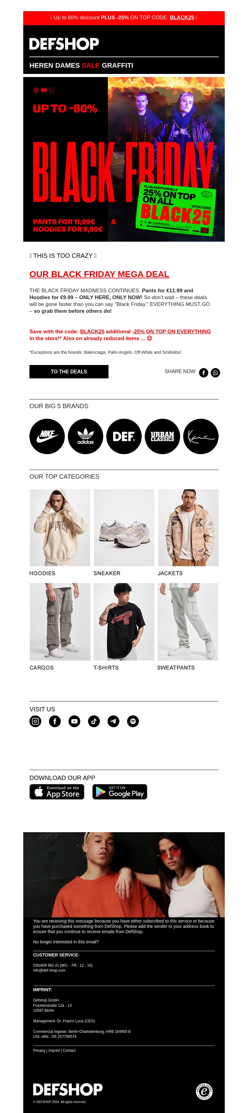 🔥 BLACK FRIDAY MADNESS 🔥 Save now with: Pants for €11.99 & Hoodies for €9.99 🔥 BLACK FRIDAY MADNESS 🔥 Save now with: Pants for €11.99 & Hoodies for €9.99