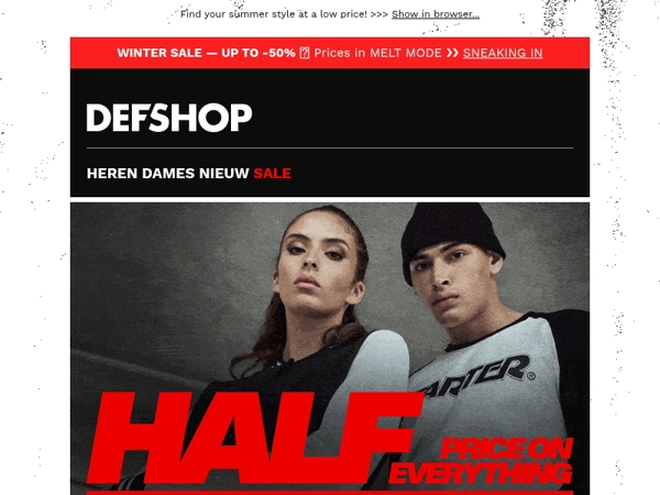 ⚠️ Everything for half price ⚠️ -50% off T-shirts, cargo pants, hoodies and more!