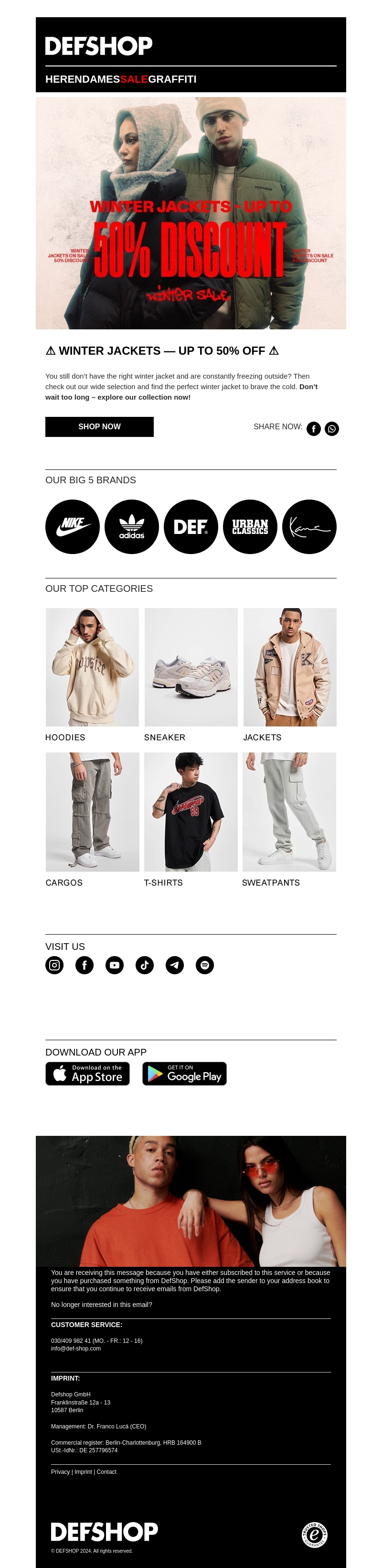 ⚠️ Save up to -50% on winter jackets in the WINTER SALE! ⚠️ Save up to -50% on winter jackets in the WINTER SALE!