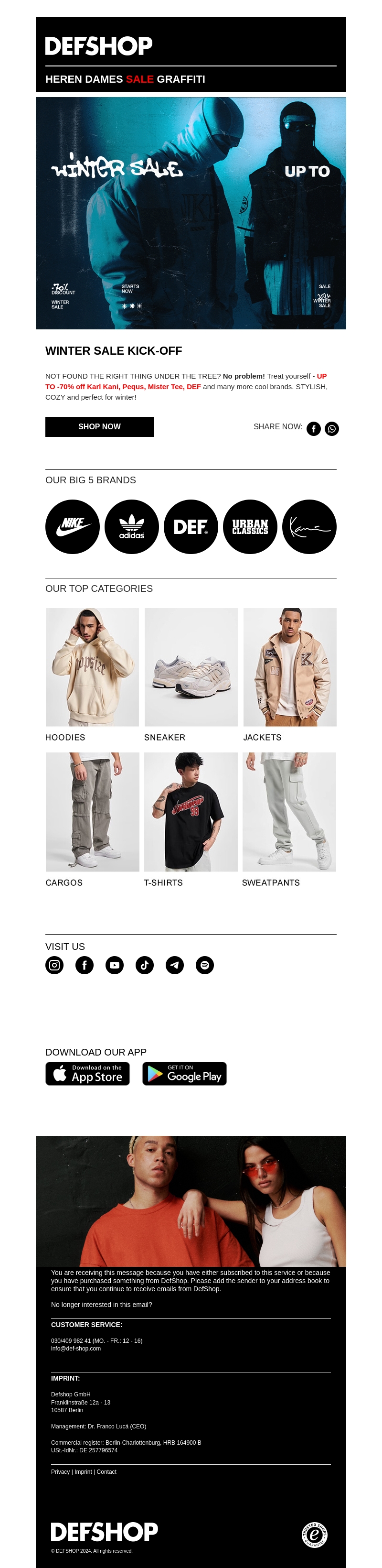 Winter Sale STARTSHOT ❄️ UP TO -70% on Karl Kani, Pequs, DEF and co. Winter Sale STARTSHOT ❄️ UP TO -70% on Karl Kani, Pequs, DEF and co.