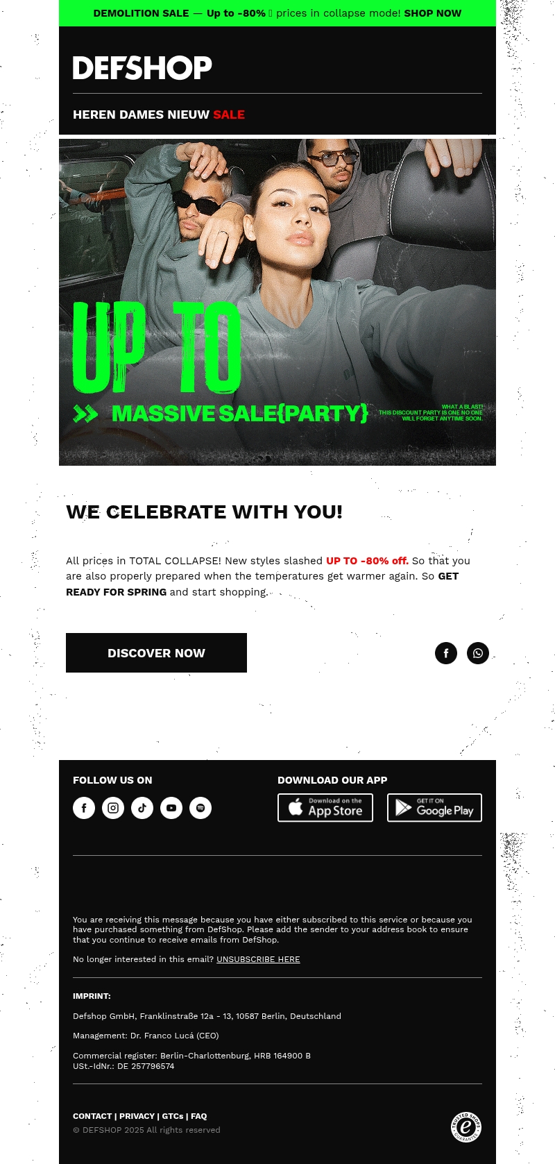 Party mode *ON* ๐พ UP TO -80% on new styles - GET READY FOR SPRING! Party mode *ON* ๐พ UP TO -80% on new styles - GET READY FOR SPRING!