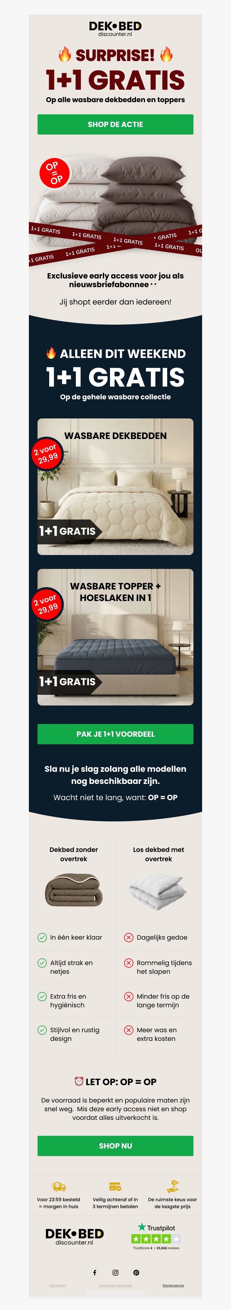 🔥 Early Access: 1+1 wasbare dekbedden 🔥 Early Access: 1+1 wasbare dekbedden